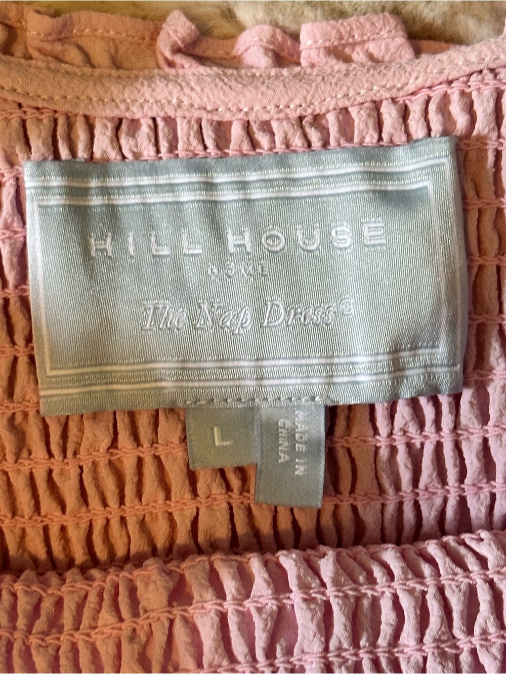 Hill House Home Louisa Nap Midi Dress Pink Smocked Puff Sleeve Size L - Picture 8 of 10